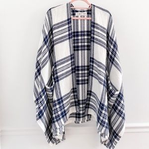 Abercrombie Plaid Oversized Sweater Poncho